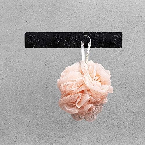 Small Coat Rack Wall Mounted, Black Coat Hooks Adhesive & Screw in, Stainless Steel Wall Hooks for Hanging Hat Towels Clothes, Metal Hook Rail with 4 Round Hangers - Image 5