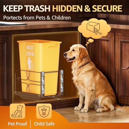 Pull Out Trash Can Under Cabinet, Soft Close Heavy Duty 200LB, Black - Image 6