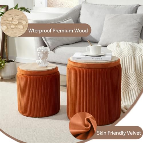 Royal Windsor Round Ottoman with Storage Set of 2, Storage Vanity Stool - Image 6