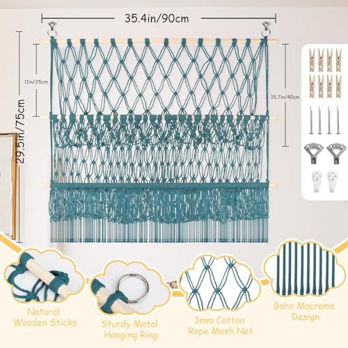 2 Tier Stuffed Animal Storage Shelf Net, 35x30'' Large Plushie Net Aqua - Image 2