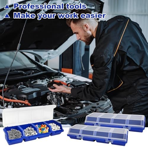 6Pcs Screw Organizers Storage Bins with Lids, Plastic Stackable Hardware Organizer Box for Garage Nails Craft Tool Organizing, Tool Cart Cabinet Workbench Drawers with Compartment Bolt Organizer, Blue - Image 5