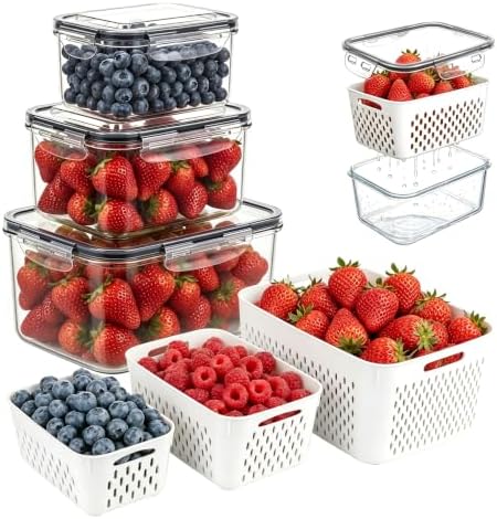 Runhike Strawberry Container Fruit Storage Containers for Fridge 3 PCS by Unknown