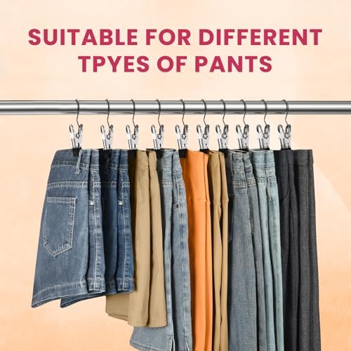 30 Pack Pants Hangers with Clips,Legging & Jean Hangers for Closet Hanging - Image 3