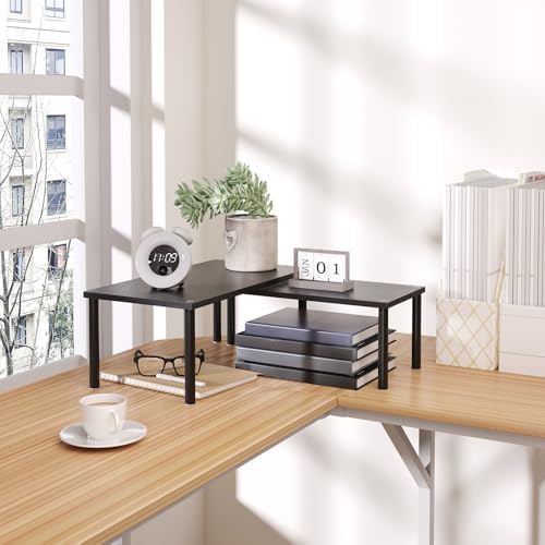 VERTORGAN 2 Pack Cabinet Organizer Shelf,Bamboo Countertop(Large,Black) - Image 4