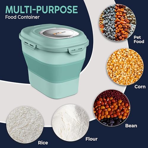 Dog Food Storage Container 30-35 lb, Airtight Collapsible Cute Dog Food Container with Wheels & Scoop, Stackable Pet Food Storage Container for Dog & Cat Food - Image 5