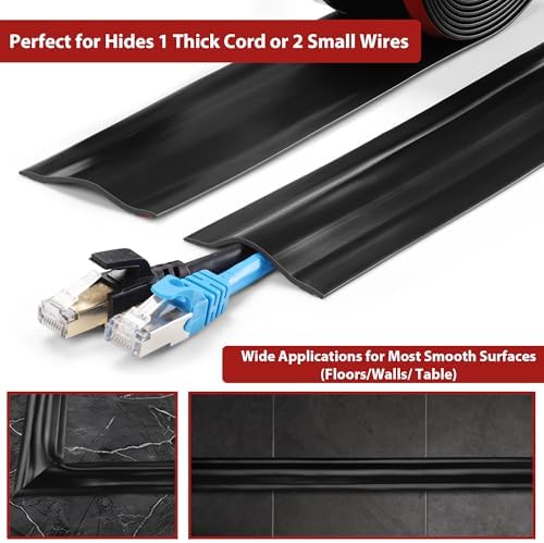 ZhiYo 6ft Cord Cover for Wires on Floors or Walls, 2.2in Wide, Dark Walnut - Image 3