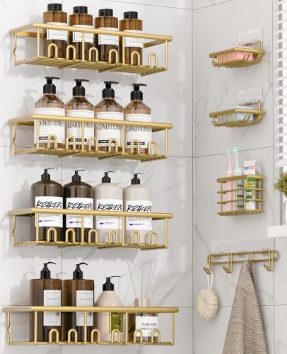 8 Pack Adhesive Bathroom Holders & Dispensers for Kids & Adults, Gold by Unknown
