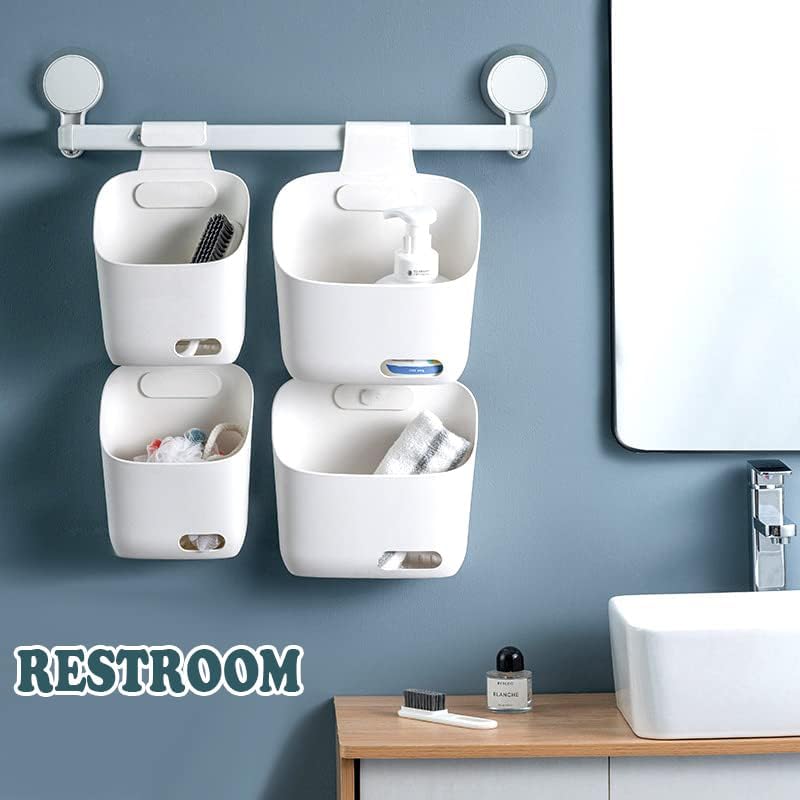 2 Pcs Plastic Hanging Basket Kitchen Storage organizer, Basket with Detachable hook, hanging baskets for organizing,Hang it behind a door or on a railing, Over the Cabinet Door - Image 4