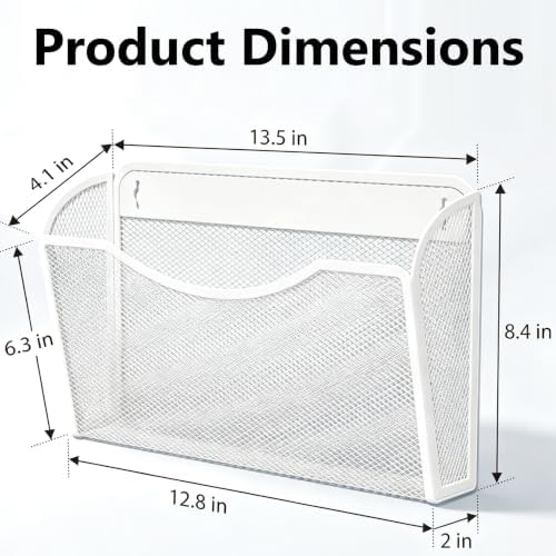 Gawerk Mesh Hanging Wall File Holders, Metal Vertical Wall Basket Mail Organizer for Office/Home (White, 3 Pack Wall Mounted) - Image 2