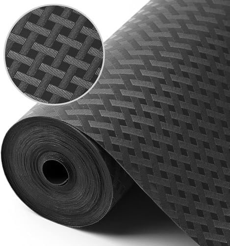 Shelf Liners for Kitchen Cabinets Non Adhensive, Black 35.4"× 236.2" by StaHom