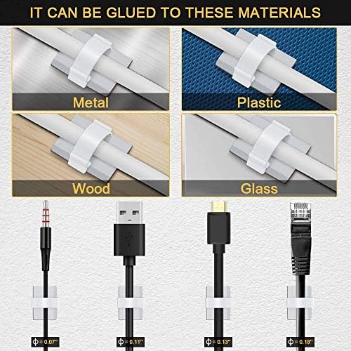 Cable Clips Self with 3M Adhesive Cord Organizer Hooks for Office Home Car - Image 7