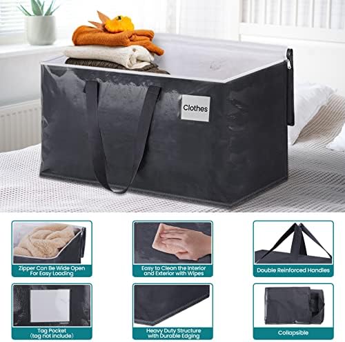 Fabspace Heavy Duty Moving Bags, 125L Collapsible Storage Totes, 10-Pack - Image 3
