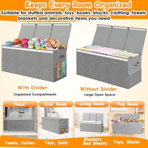 150L Extra Large Toy Storage Box with Lid, Foldable Toy Chest Organizer - Image 6