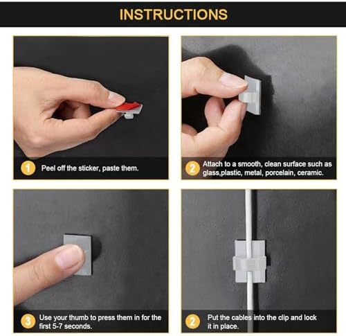 Cable Clips Self with 3M Adhesive Cord Organizer Hooks for Office Home Car - Image 5