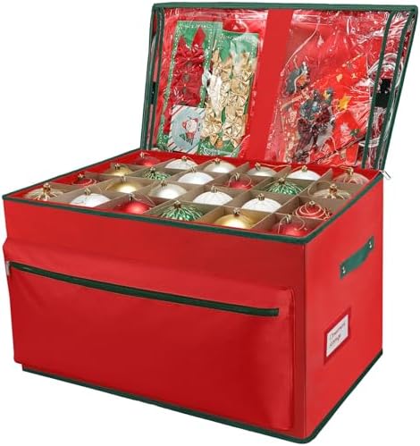 Large Christmas Ornament Storage Box Keeps 72 4" & 3 Individual Trays by WDZREE