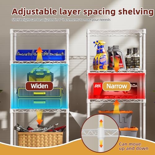 SINGAYE 4 Small Wire Shelves Kitchen Pantry Close Home Organizers and Storage Bathroom Shelf Laundry Room Organization Adjustable Book Metal Garage Shelving Unit - Image 4