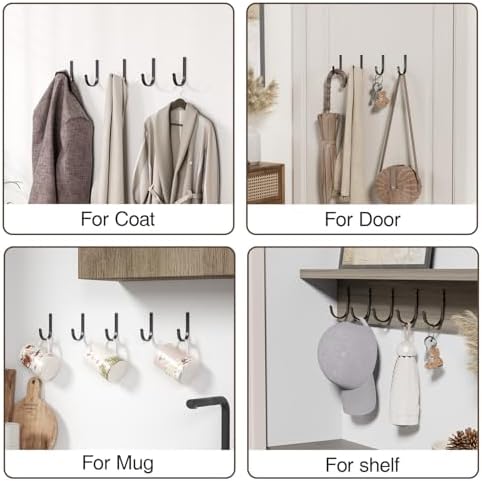 10-Pack 22LB Wall Hooks for Hanging Towel/Coat, Black - Image 6