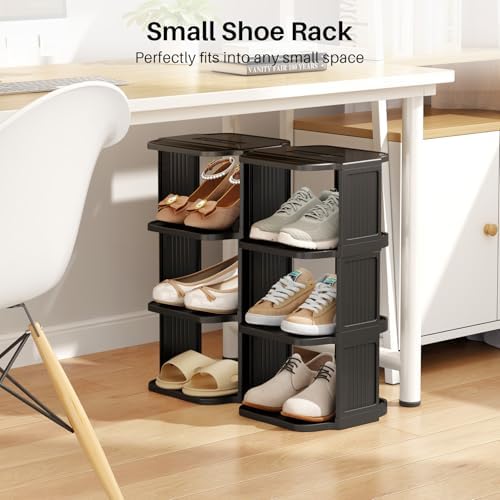 Kitstorack 10 Tiers Stackable Shoe Rack for Closet and Front Door Entrance - Free Standing Plastic Stand, Narrow Tall Vertical Organizer for Small Spaces Storage - Image 4
