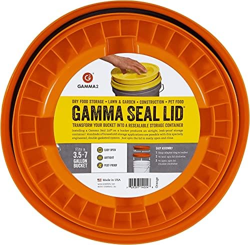 Gamma2 Gamma Seal Lid for Utility Buckets - Fits 3.5, 5, 6 & 7 gallon buckets, Orange, Made in USA (Pack of 12) - Image 2