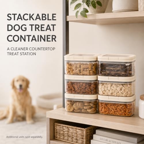 LivLab Mker Pet Treat Container, 1.59QT, One-Handed Open, Clear, Stackable - Image 6