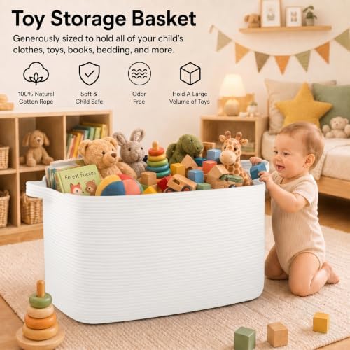 OIASKET 118L Extra Large Blanket Basket Living Room, 24.8"x17.7"x16.2" - Image 5