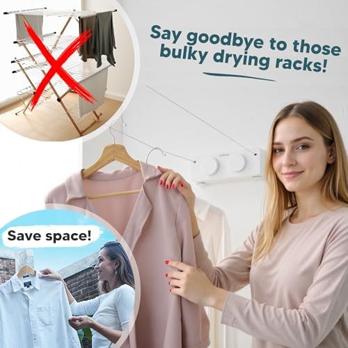 GorillaLine Max - Retractable Clothesline Indoor Outdoor Clothes Line - Heavy Duty Clothes Drying Laundry Line - Wall Mounted Drying Rack - Air Dry Clothing - Max Tighten with GorillaGrip - Image 7