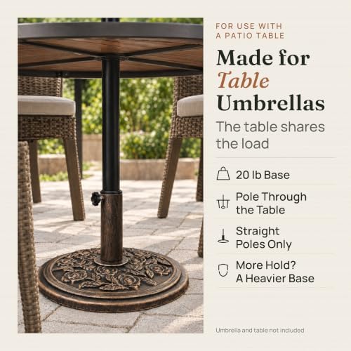Backyard Expressions Patio Umbrella Base, Outdoor Umbrella Stand, Bronze - Image 3