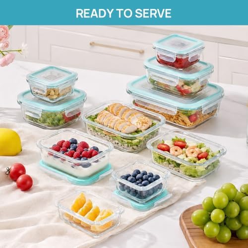 Vtopmart 10 Pack Glass Food Storage Containers with Lids Green - Image 5
