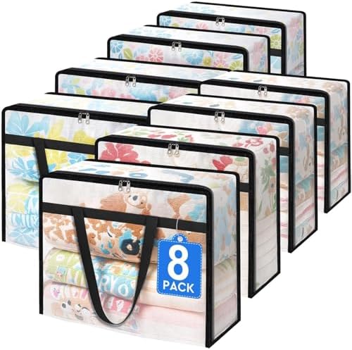 BlissTotes Moving Bags 40L 8PCS, Clear Clothes Storage Under Bed Storage by BlissTotes