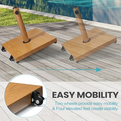 Patio Umbrella Base with Wheels, 43lbs Outdoor Umbrella Stand - Image 4