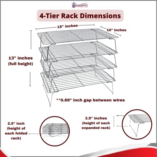 Kitchenatics 4-Tier Stackable Cooling Rack Space Saving Baking Set, 15x10" - Image 2