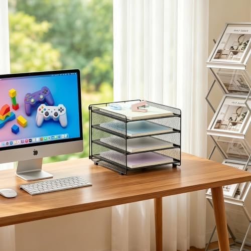 OPNICE Desk Organizer, 4-Tier Paper Organizer Letter Tray, Black - Image 4