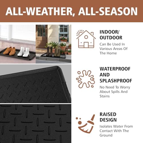 Heavy Duty Boot Trays Natural Rubber Shoe Mat Tray for Entryway with Shoes Brush Large Boot mat Tray Multi-Purpose for Indoor or Outdoor - Image 3