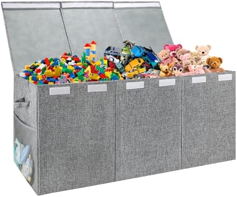 Kids Toy Box Storage Chest with Lid - Extra Large 40 x16 x14'', Grey by MaxuniTechLife