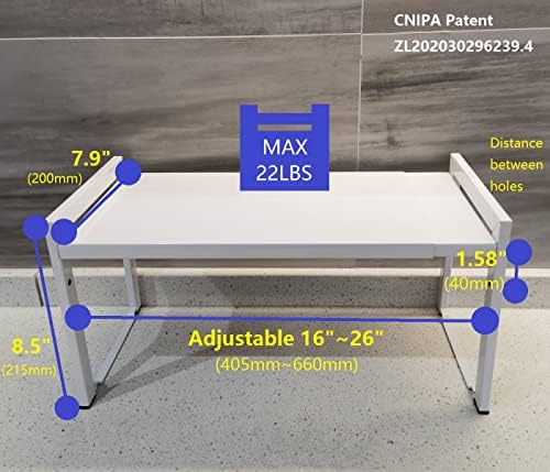 Expandable Cabinet Shelf 7.9"D Adjustable Countertop Riser Metal Rack White - Image 2