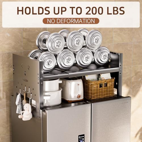 Adjustable Top Storage Shelf for Refrigerator or Washer, Dryer Countertop, Expandable Storage Shelves for Kitchen, Laundry Room and Dorm Room (Gray) - Image 4
