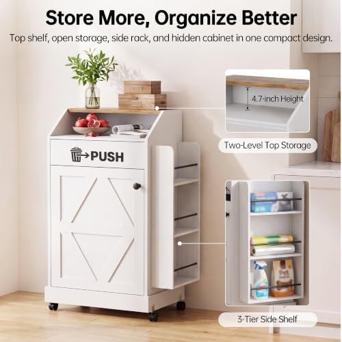 YESHOMY 13 Gallon Kitchen Trash Can Cabinet with Push Door (White) - Image 6