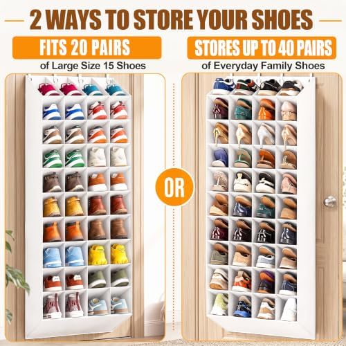 UVIAHOMI 30-40 Pairs Over the Door Shoe Organizer, 10-Tier Door Shoes Rack - Image 6
