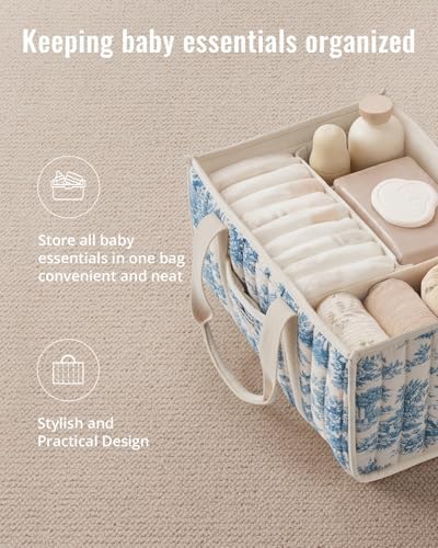 Blissful Diary Toile Diaper Caddy Organizer, Baby Diaper Basket, Blue Toile - Image 3
