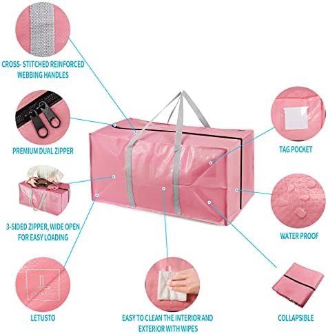 Heavy Duty Extra Large Moving Bags with Extra Long Handles -Includes Backpack Straps - Easy Storage For Space Saving (Mixed Color-6 Bag) - Image 3
