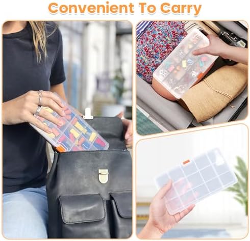 Moon Magpie 4PACK Extra Thick Bead Organizers and Storage Box, 15 Grid Mini Clear Jewelry Making Storage Solutions Plastic Organizer Case Craft Containers for Nail Rhinestones DIY Diamond Accessories - Image 6