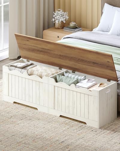 Hzuaneri 59 inches Farmhouse Storage Chest | 70 Gal | Retro White - Image 2