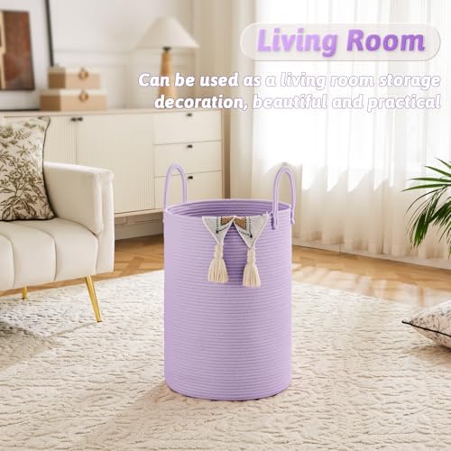 Artfeel Laundry Basket,Woven Cotton Rope Laundry Hamper,60L for Decorative Storage of Dirty Clothes,Toys and Blankets in Bathroom,Baby Room and Living Room - Image 2