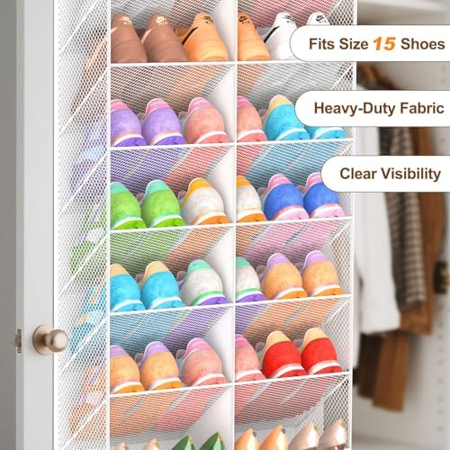 UVIAHOMI Over the Door Shoe Organizer for 20-30 Pairs, 10-Tier, White - Image 5