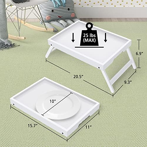 Artmeer FSC 100% Bamboo Bed Trays, Medium, 2-Pack, White - Image 4