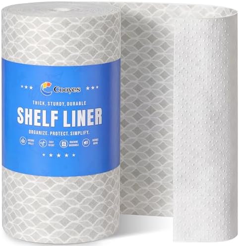 Cooyes Refrigerator Liners 17.7" x 360", Absorbent Strong Grip Fridge Mats Machine Washable, Non-Adhesive Refrigerator Shelf Liner for Fridge Bins & Kitchen Cabinets, Gray by Cooyes