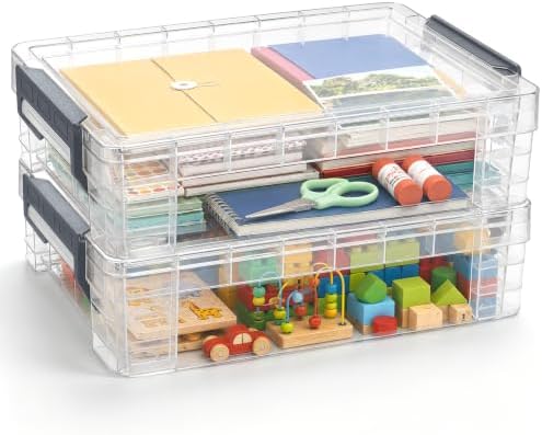 Sooez 2 Pack Large Storage Bins with Lids, Clear Plastic Storage Containers by Sooez