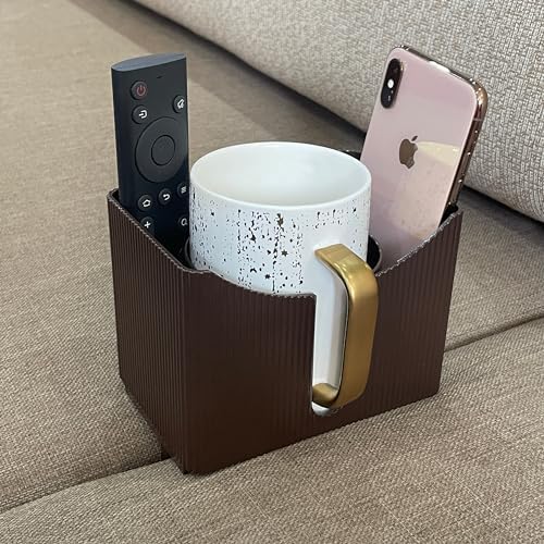 Couch Anti-Spill Drink Holder Tray, Couch Seat Cushion Cup Beverage Holder for Cups, Mugs, Bottles, Cans (Brown) - Image 2