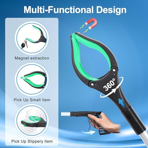 Grabber Reacher Tool - 32” Extra Long Foldable Gripper and Reaching Tool - Heavy Duty Pick Up Stick Grabbers for Seniors, Trash, Surgery Recovery Must Haves Gifts (Green) - Image 4