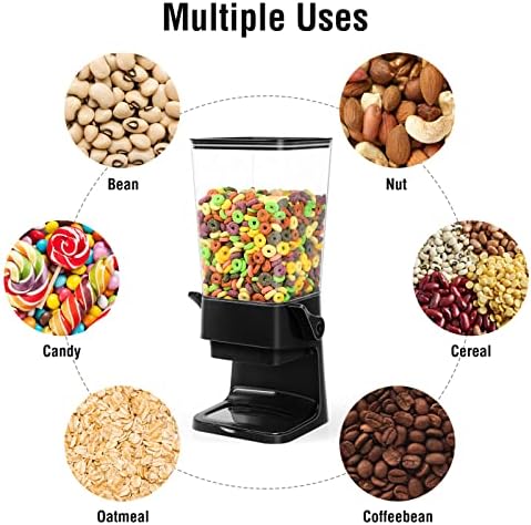 Cereal Dispenser Countertop Dual Dry Food Dispenser (Black,1PC) - Image 4